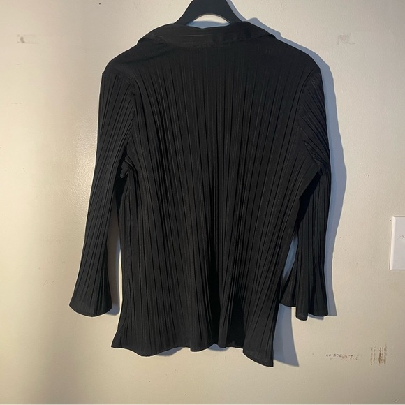 Christopher & Banks women’s black pleated button down long sleeve blouse size XL - Picture 3 of 6